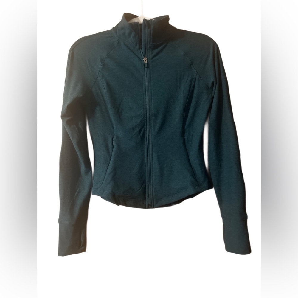 Danskin Full Zip Athletic Jacket, Heathered Blue-Green/Turquoise,Women’s Size XS